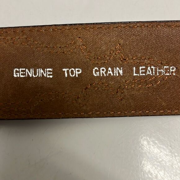 Genuine Top Grain Leather Brown Cowboy Western Stitching Silver Hardware 45/2XL - Picture 15 of 16